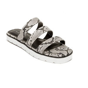 Rampage Ally Snake Print Strappy Slide Sandal Gray Black Size 6